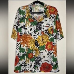 Destroyer Rocks Chicago White Sox Floral Print Hawaiian Shirt Mens Medium Great!